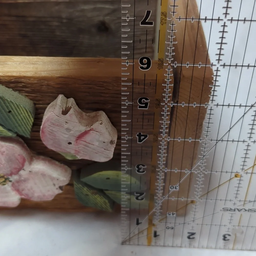 Hand Crafted Solid Wood Lidded 3D Floral Rustic Cottage Storage or Wedding Box